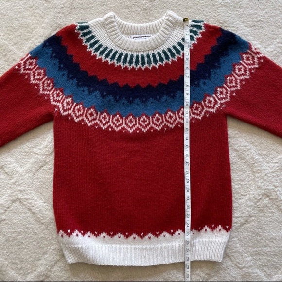 The Alpaca Connection Peruvian Fair Isle Knit Jumper Sweater In Red,Cream, Blue - Picture 4 of 8